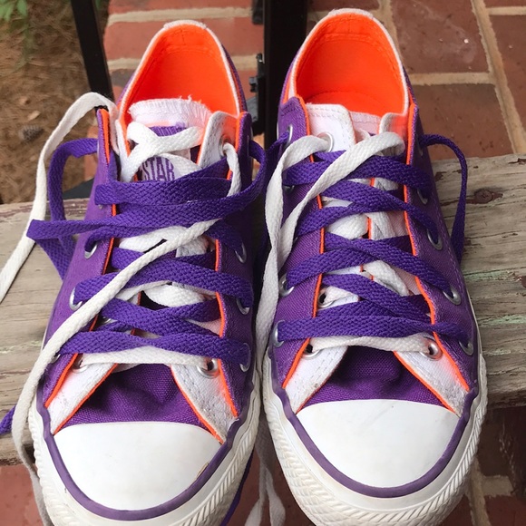 purple and orange converse
